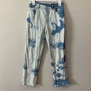 All Saints Ava Straight High Rise Straight Jeans Raw Hem Bleached Womens Size 26